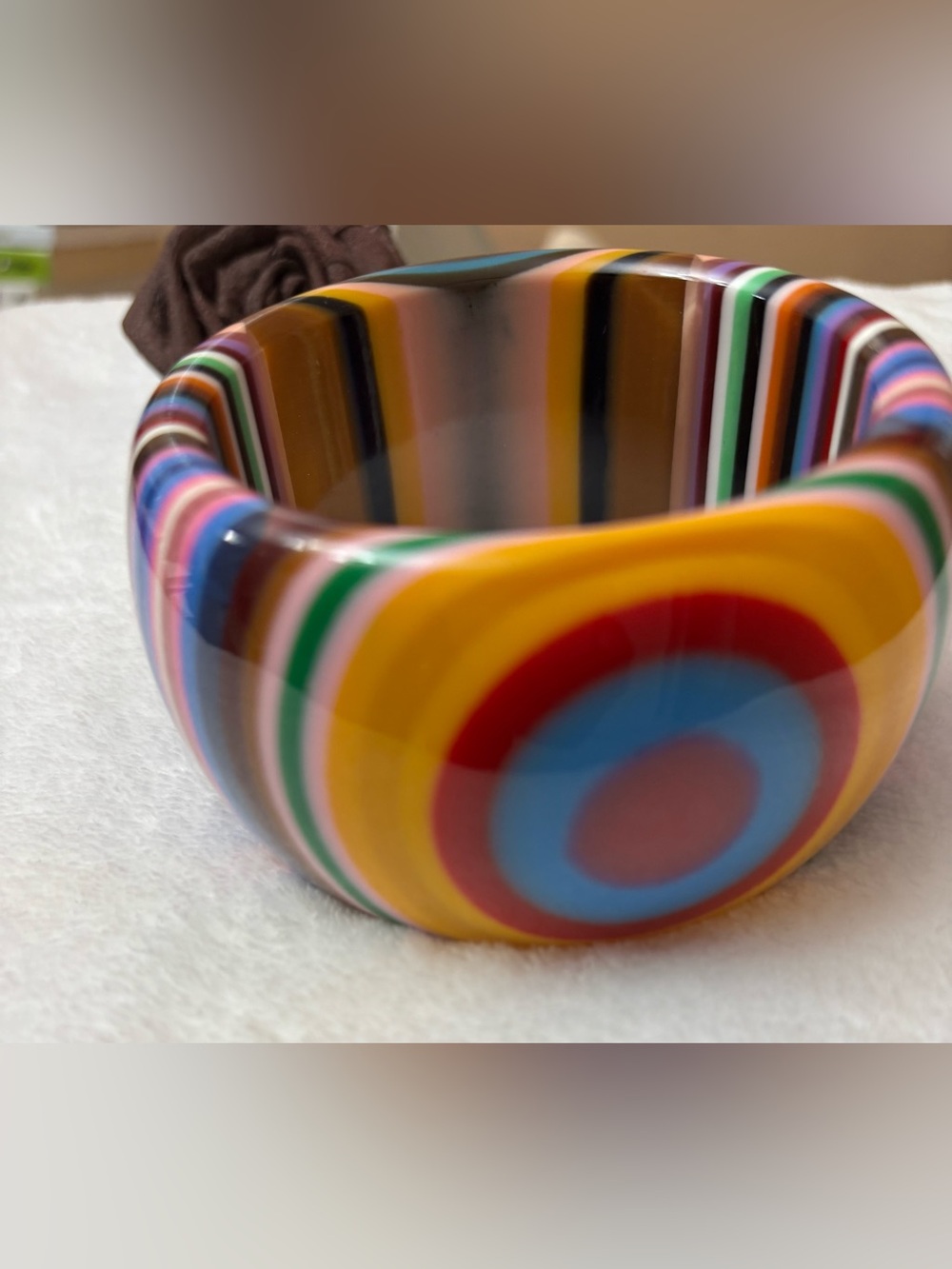 Express Multicolor Striped Resin Vase with Concentric Accent